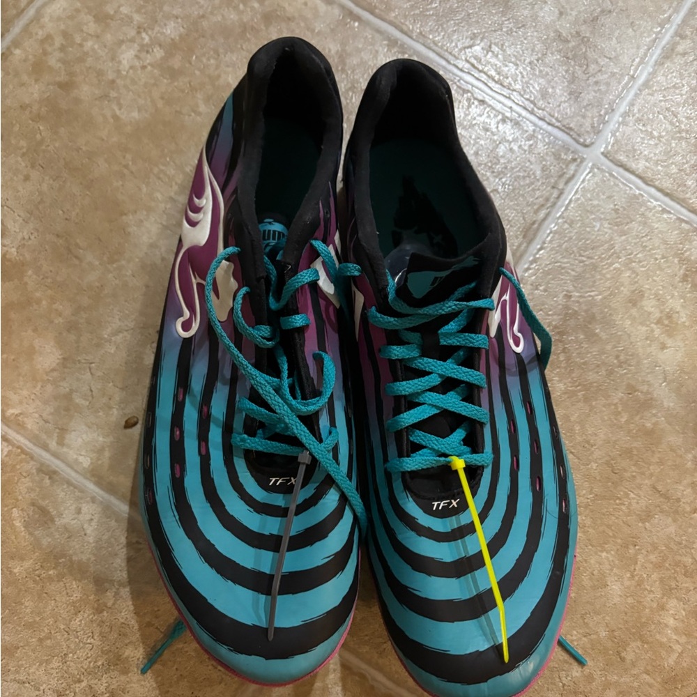 Puma Teal and Black Striped Sneakers